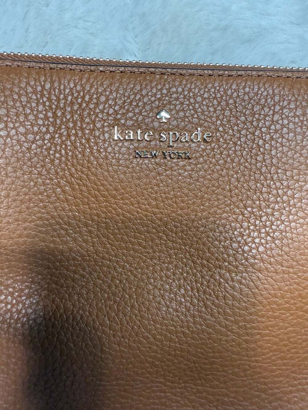 Kate Spade Triple Gusset Crossbody Bag in Warm Ginger Brown Leather